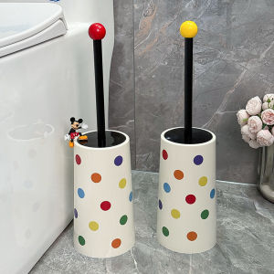 Silver Sweet Bathroom Toilet Brush Set Hanging Wall No Dead Angle round Base Special Toilet Brush Home Cleaning Tools