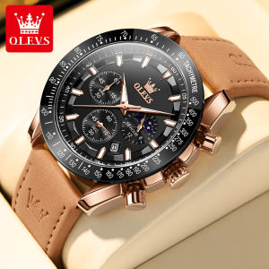 OLEVS jam tangan pria original  anti air import dewasa 2024 mewah multi-Functionasli light  keren leather jam pria