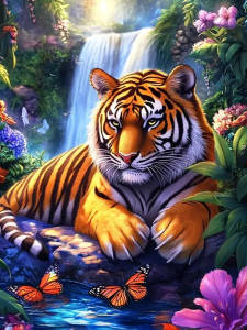 New Arrivals 2025 Diamond Painting Lion Waterfall Diamond Mosaic Animal Kit Home Decoration