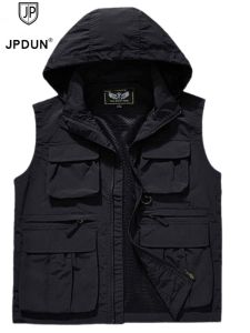 Áo Vest Câu Cá Nhanh Khô JPDUN Dành Cho Nam Và Nữ Mùa Thu Đông Nhiều Túi Quần Áo Công Sở Trung Niên Có Mũ Trùm Đầu Chụp Ảnh