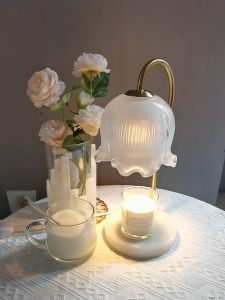 SG Candle Warmer Lamp Lily of The Valley with Marble Base Crystal Lamp Shade Dimmable Light Control with Timer