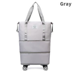 Universal Wheel Expandable Luggage Storage Bag Dry Wet Separation Large Capacity Durable Tote for Student Moving Travel