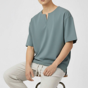Oxwhite Men Oversized V-Neck Notch Tee
