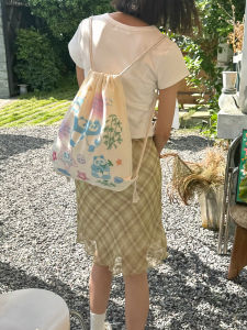 Backpack Women Drawstring Top Backpack Ins Korean style Dailybag Small Student Cute Panda Drawstring Canvas Bag