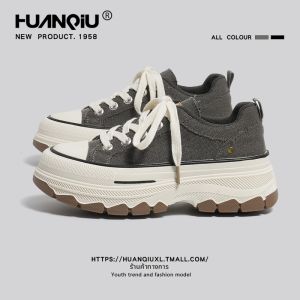 HuanQiu | Giày Vải Nữ Vintage cho Người Thấp với Đế Dày