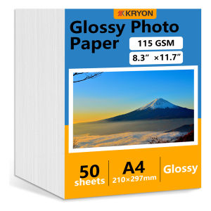 50 Sheets A4 Glossy Adhesive Photo Paper 8.3x11.7" Premium Inkjet Printer Paper for Photos Calendars Brochures Cards