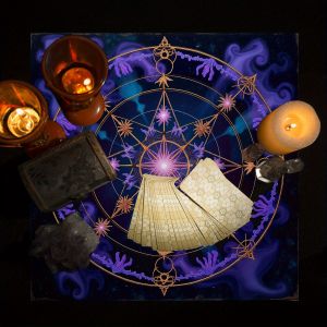 Nebula Mandala Pattern Tarot Tablecloth Durable & Stain-Resistant Astrology Spiritual Square Tablecloth