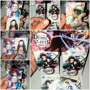 Bộ 48 thẻ bài Thanh Gươm diệt quỷ - Demon Slayer bằng giấy bóng cứng óng ánh kích thước 6.2x8.5cm