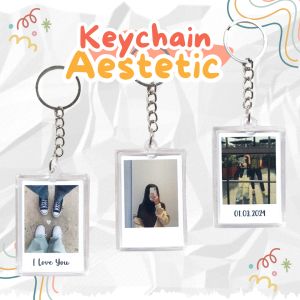 Keychain custom foto [2 sisi beda foto] Gantungan Kunci Custom Foto Polaroid | Ganci Akrilik Bebas Custom Foto Polaroid | Kado Lucu Murah