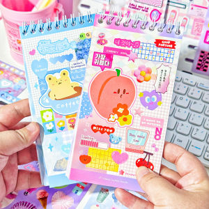 Art Paper DIY Material Decorative Stickers Sweet Cute Cartoon Korean Style Coil Scrapbook Kids Gifts Girlish Heart Srticker Book