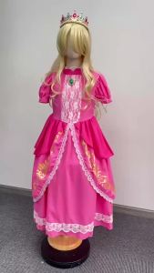Peach Costume for Girls Fancy Birthday Party Gown Kids Cosplay Princess Dress Carnival Party Children Dresses