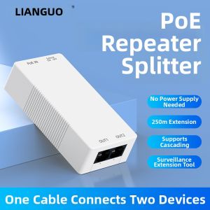 LIANGUO | 1 to 2 Port POE Extender Gigabit Network Repeater