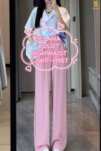 CJWP-H987 TINO TINO PANTS KULOT CELANA KANCING HW CULLOTE PANTS HIGHWAIST WANITA KULOT KARET