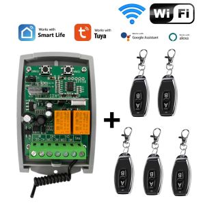 1PCS 2 Channel WIFI Tuya Smart Remote Control External Receiver Garage Gate Opener Controller with 1PC-5PCS 433mhz Transmitter