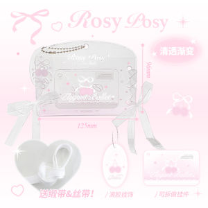 RosyPosy Ballet Style High Aesthetic Value INS Fan Small Card Backpack Pendant School ID Protection Cover Horizontal Leather Hard Card Holder Transparent