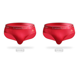 Red Silk Breathable Underwear for Men Triangle Pants Snake Year Zodiac Gift Box Purple Color Comfortable Underpants mid Waist