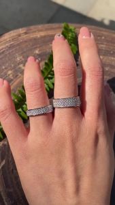Pretty Beauty Eternity Moissanite Wide Band Ring for Women Full Pave Diamond Wedding Band 925 Silver Hypoallergenic Jewelry Gift