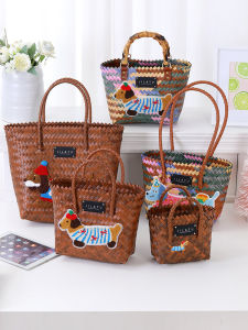 Handwoven Large Capacity Tote Bag Beach Style Sausage Dog Handbag Womens Fashionable Shopping Basket Shoulder Bag