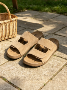 Josiny | Breathable Genuine Leather Slip On Slippers Thick Sole