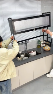 MiKi Kệ để chén bát Thép Carbon Kệ chén bát 2 Tầng Đa Năng Trên Bồn Rửa Kệ chén có nắp đậy Chống Bụi