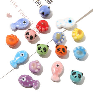 10Pcs Handmade Men gốm sứ Hạt Panda Cá Mèo Claw Charms Đối Tự Làm Vòng Cổ Vòng tay đồ trang sức thủ công Làm