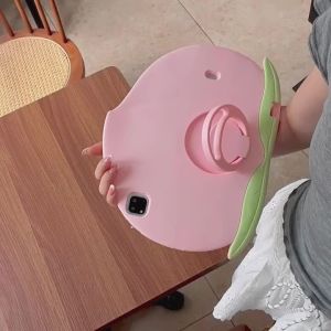 EOENKK | Cute Peach Holder Case for iPad Pro 2024 2025 11in 10.5in Case 10th Gen iPad 10.9in 10.2in 9.7in Mini 6 7 8.3in Silicone Cover