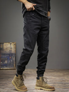 Fashionable Slim Fit Casual Pants Mens Autumn Winter Harlan Workwear Trousers Retro Style Comfortable Cotton Polyester Blend