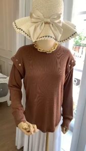 Atasan Wanita Knit Button Kancing Mewah Premium / Katy Top Knit Premium