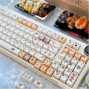 【ONLY KEYCAP】Sushi Meow Keycap 142 Keys Cherry Profile PBT Sublimation Cute Cat Cartoon Girl Personalized Ball cap For Cherry MX Switch Mechanical Keyboard wooting Keychron/RK61/GK61/Anne Pro 2