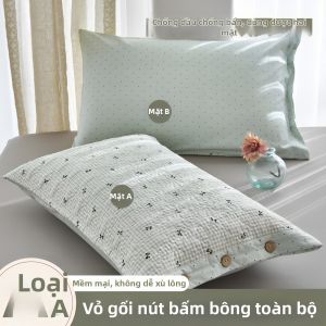 BEIPIN | 100% Cotton Buttoned Quilted Moisture-Resistant Pillow Cover