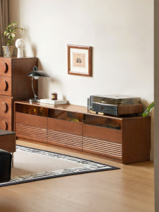 WEISHA | Real Wood Vintage Style TV Stand With Storage