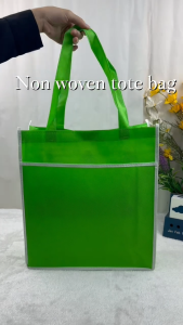 LORA Pocket Non Woven Bag Gift Bag Groceries Bag Shopping Bag Recycle Bag Tote Bag Tuition Bag with front Slot Pocket &Velcro