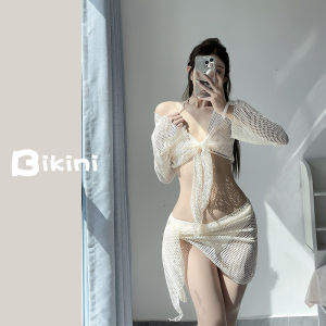 White Floral Bikini Womens Swimming Suit Shark Miss High-End Sensation 2025 New Ins Style for Hot Spring Soaking