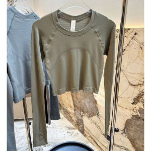 Yoga Clothes Quick-Drying Pilates Running Fitness Clothes Casual Skinny Slimming T Womens Long-Sleeved Sports Wear Short Tops