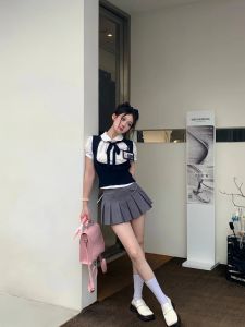 Summer Sweet and Spicy Womens Fashion Set Polyester Material Korean Drama Inspired University Style for Petite Women