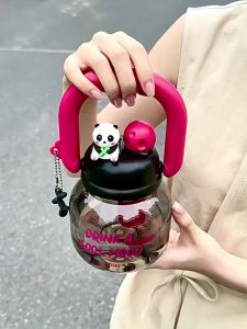 Botol Air Minum 2 Sisi Anak Bulat Panda Tritan Dua Cara Minum / Botol Minum Kettle Pot Anak 800ml