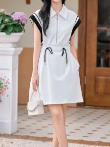 WANGGONGZHU | Elegant A-Line Mini Dress Women Summer New Style High-End Color Block Sleeveless Casual Fashion Age-Defying Princess Cut Gown