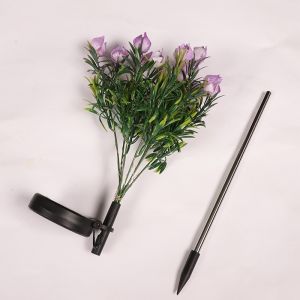 Solar Floral Entrance Decor LED Gardenia Stake with Green Leaves for Outdoor Wedding Displays