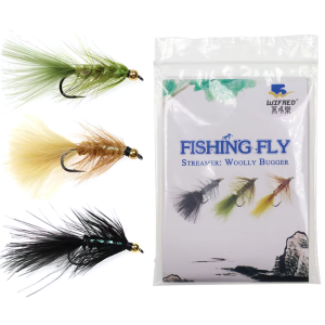 12pcs #6 #8 Brass Bead Head Woolly Bugger Streamers Fly Fishing Flies Pike Bass Rainbow Trout Fishing Lures Olive Brown Black