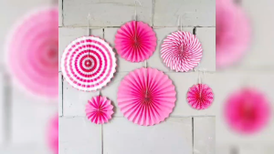 Paper Fan Set for Birthday Wedding Party Wall Decoration (6pcs per set) - Banner Ornaments  P-572