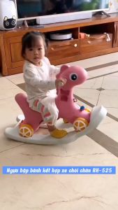 Ngựa bập bênh kết hợp chòi chân có nhạc RK chât liệu nhựa nguyên sinh an toàn cho bé BBT Global