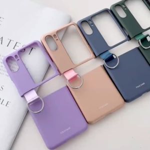 Hard Case Frosted Matte Skin Feel Folding Phone Case With Ring Kompatibel Untuk Samsung Galaxy Z Flip 6