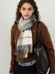 WANWUSHENG | 100 Pure Wool Fashion Warm Plaid Scarf