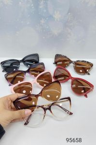 Kacamata Cat Eye Klip On 95658 Clip On Gratis Lensa Minus Photocromic Bluecromic Anti Radiasi