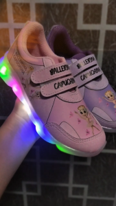 AryaClothing Sepatu Sneakers LED Anak Perempuan Model Bergambar Karakter Anomali Ballerina Cuppucino Lucu Terbaru size 24-32