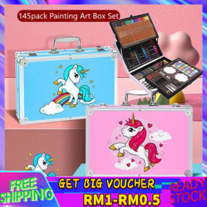 Shipping From Malaysia Suitcase Box 145pcs Kids Drawing Art Set Painting Pen Colour Pencils With Case