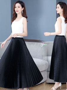 Slim Looking Silk Womens Pleated Dress Mothers Skirt New Arrival Middle-Aged and Elderly Ethnic Style Fashion Large Swing Dancing Dress