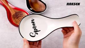 HAKSEN Ceramic Spoon Rest: Large Spoon Holder for Stove Top & Kitchen Counter