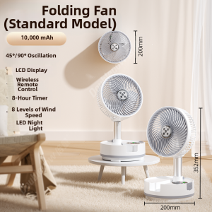 Doublepow | Portability Large Capacity Long Endurance Foldable Stand Fan Office Desktop Cooling Small Fan High Wind Power Home Dormitory