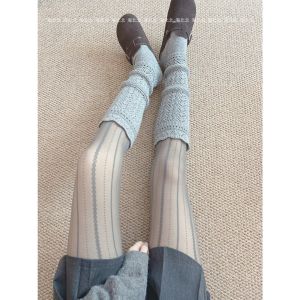 ถุงเท้าข้อสั้นผ้าขนสัตว์หนาสำหรับผู้หญิงในฤดูใบไม้ร่วงและฤดูหนาว สีเทา ถุงเท้าข้อสั้นสีขาว ถุงเท้าข้อสั้นสีกาแฟหวาน ถุงเท้าข้อสั้นกลางน่อง